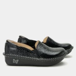 Shoes Debra Black Embossed Rose Shoe -Shoes Shop DEB 531 S2 ef5850c2 df4e 4876 ac55 f7e7f39ea88c